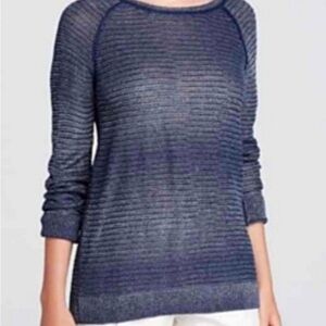 Vince Women’s Knit Light Rayon/Linen 3 Season Sweater Navy/Silver Sz XL